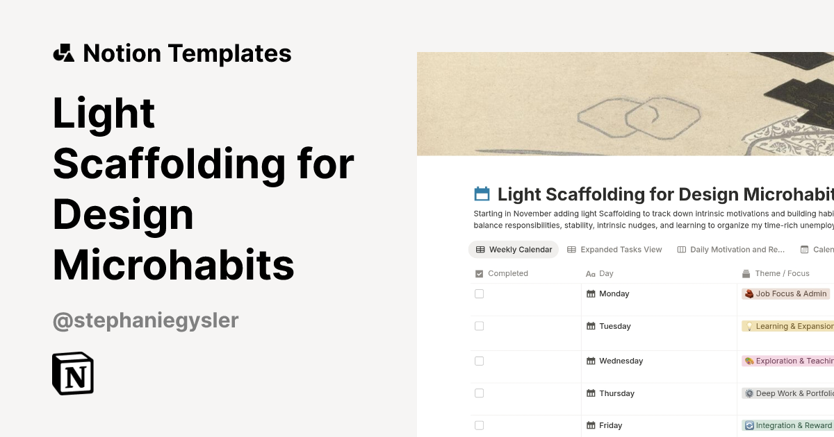 Light Scaffolding for Design Microhabits Template | Notion Marketplace
