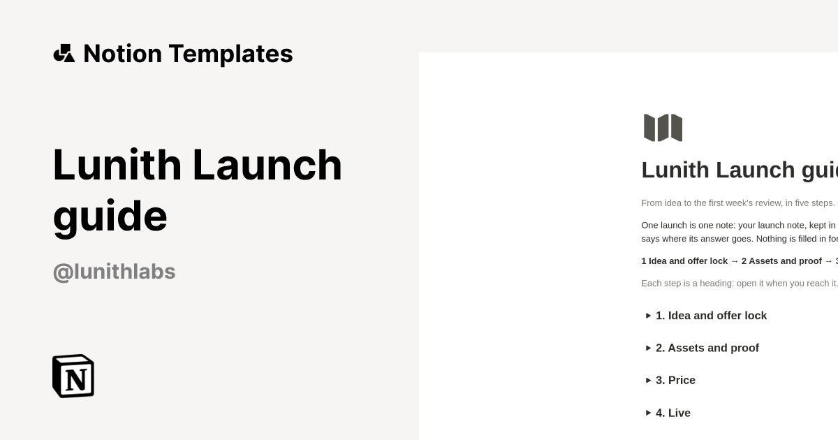 Lunith Launch guide Template by LunithLabs | Notion Marketplace
