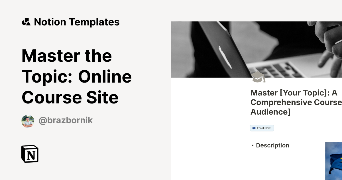 Master the Topic: Online Course Site Template | Notion Marketplace