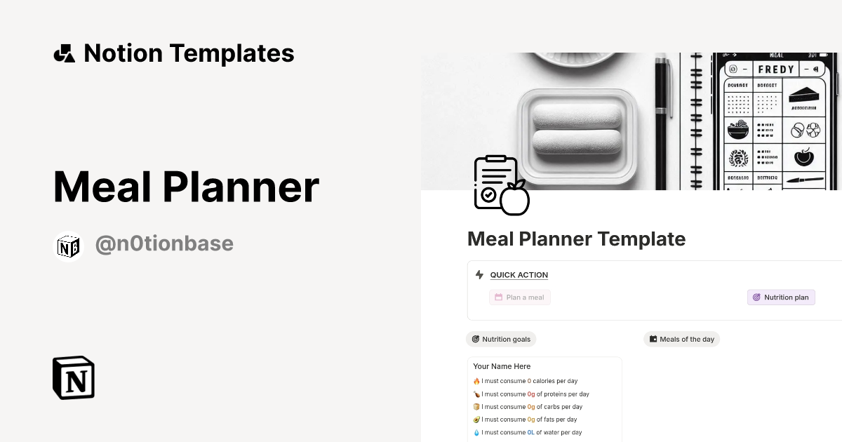 Meal Planner Template By N0tionbase Notion Marketplace
