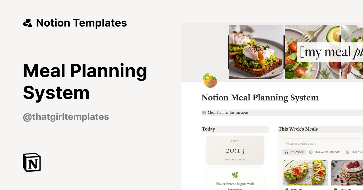 Meal Planning System Template | Notion Marketplace