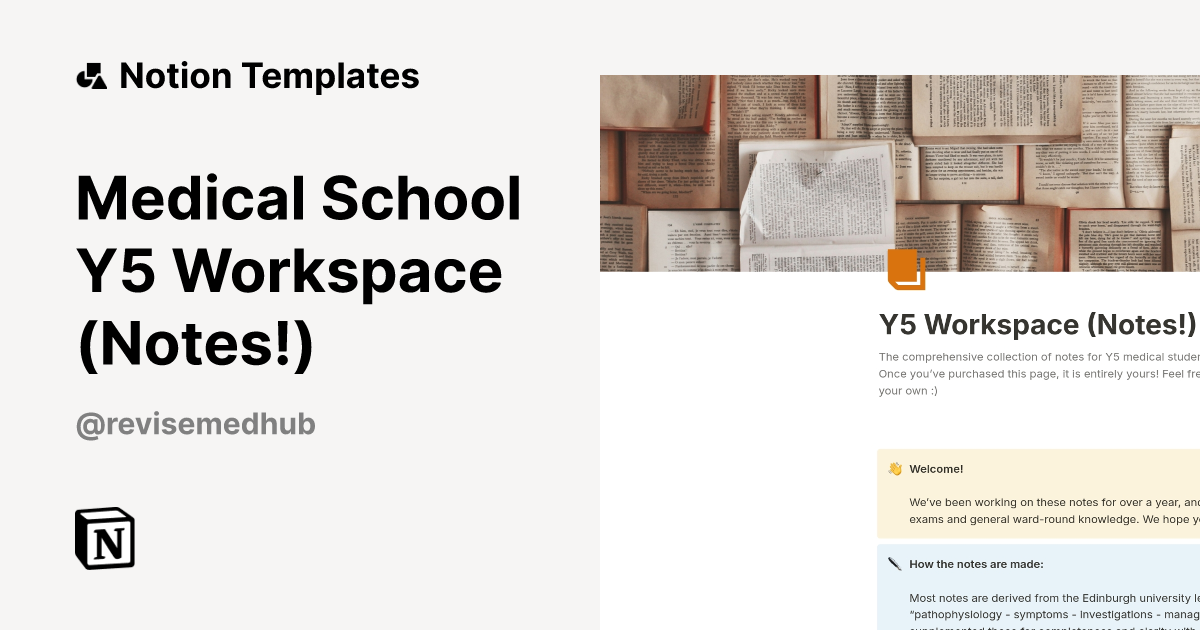 Medical School Y5 Workspace (Notes!) Template | Notion Marketplace