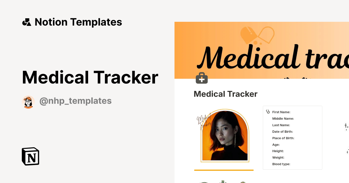 Medical Tracker Template by NHP Templates | Notion Marketplace