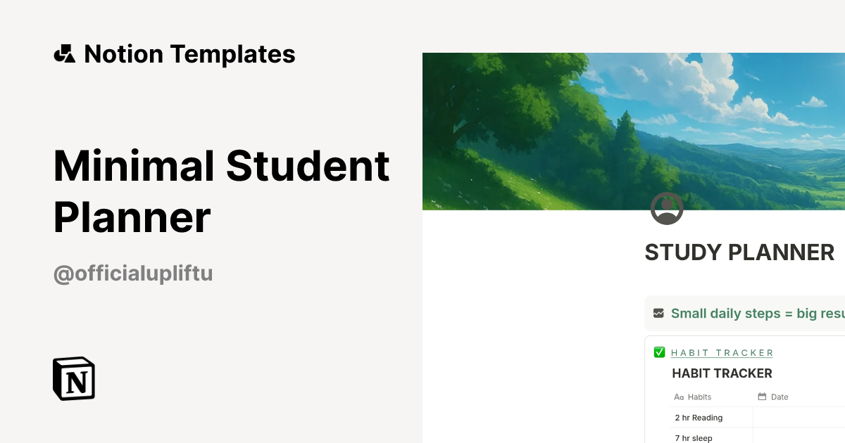 Minimal Student Planner Template | Notion Marketplace
