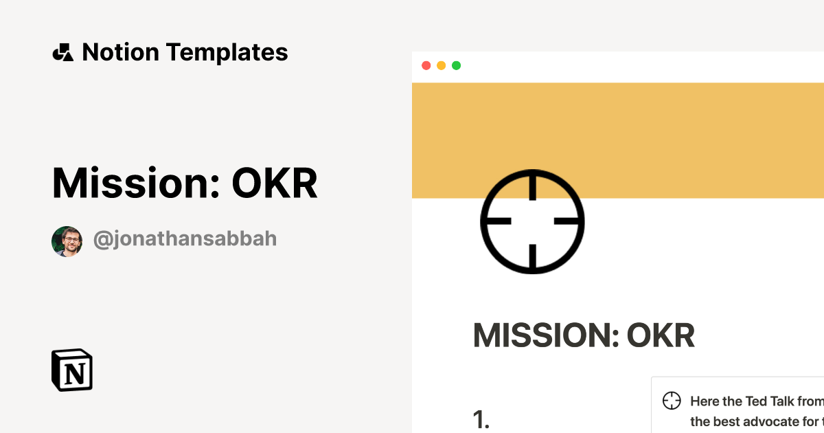 Mission: OKR Template | Notion Marketplace