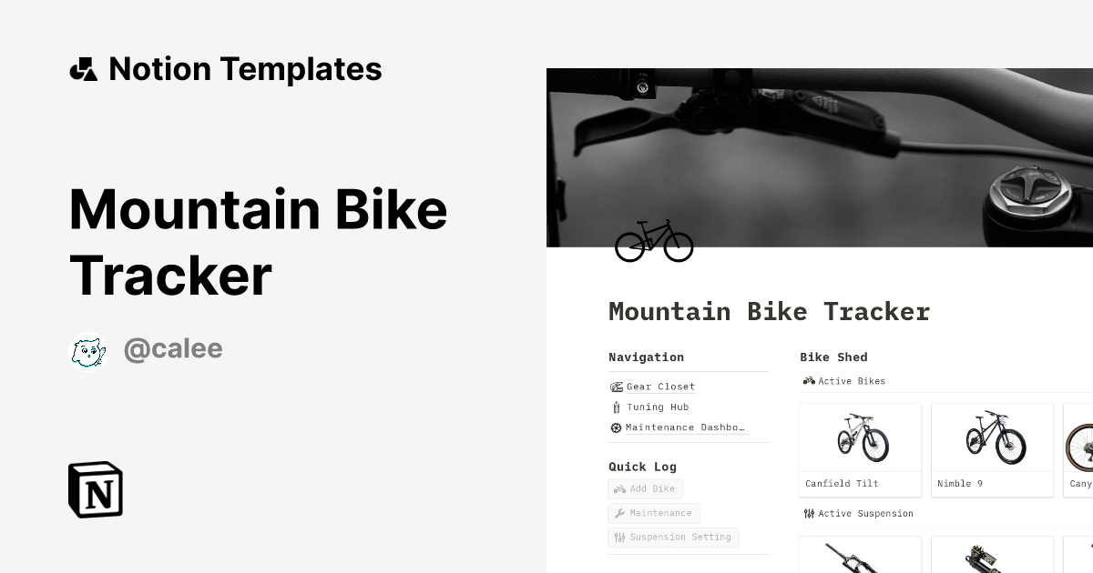 Mountain Bike Tracker Template Notion Marketplace