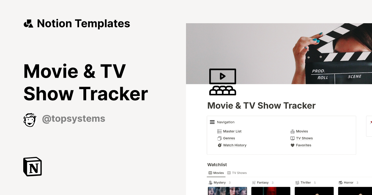 Movie TV Show Tracker Template Notion Marketplace