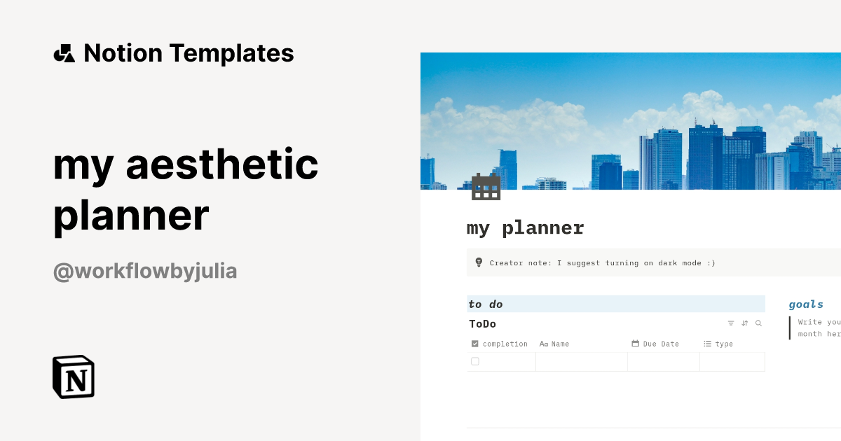 my aesthetic planner Template by julia | Notion Marketplace