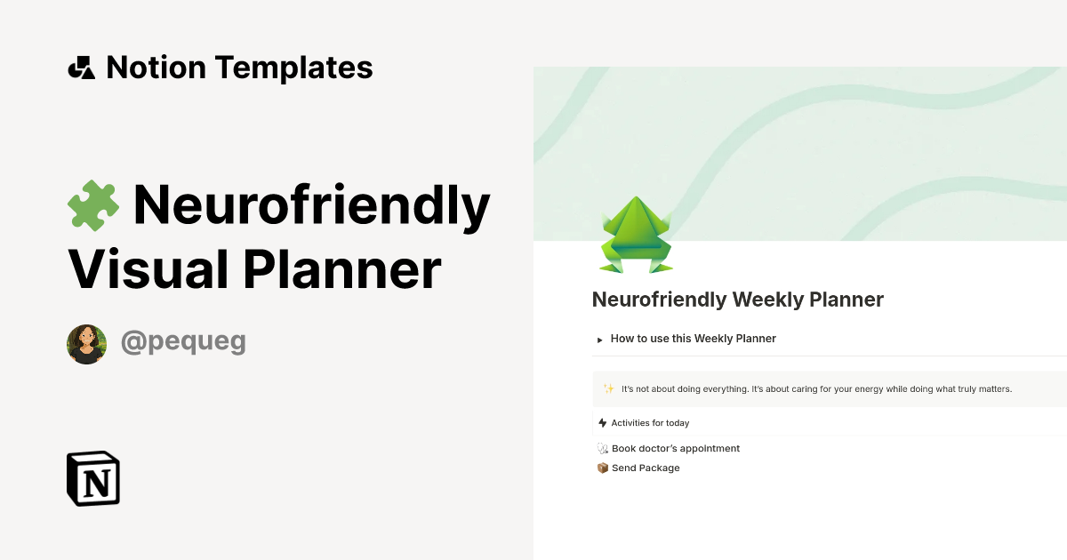 🧩 Neurofriendly Visual Planner Template | Notion Marketplace