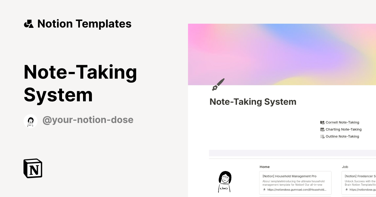 Note-Taking System Template by Your Notion Dose | Notion Marketplace
