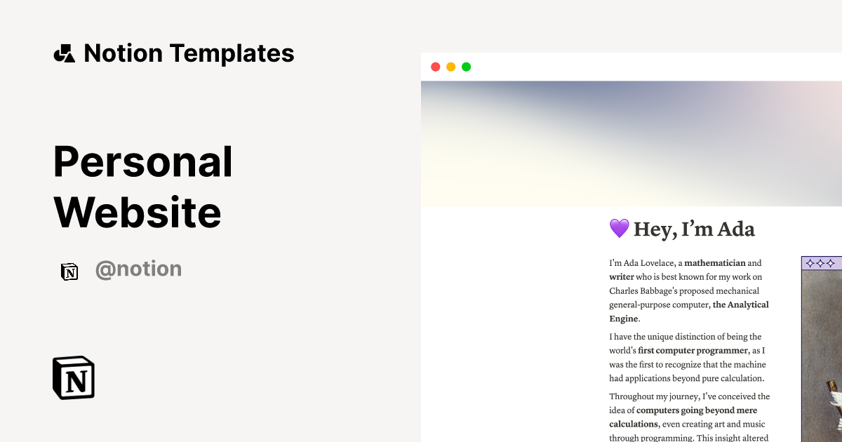 Personal Website Template by Notion Notion Marketplace