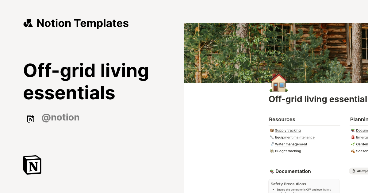 Off Grid Living Essentials Template By Notion Notion Marketplace