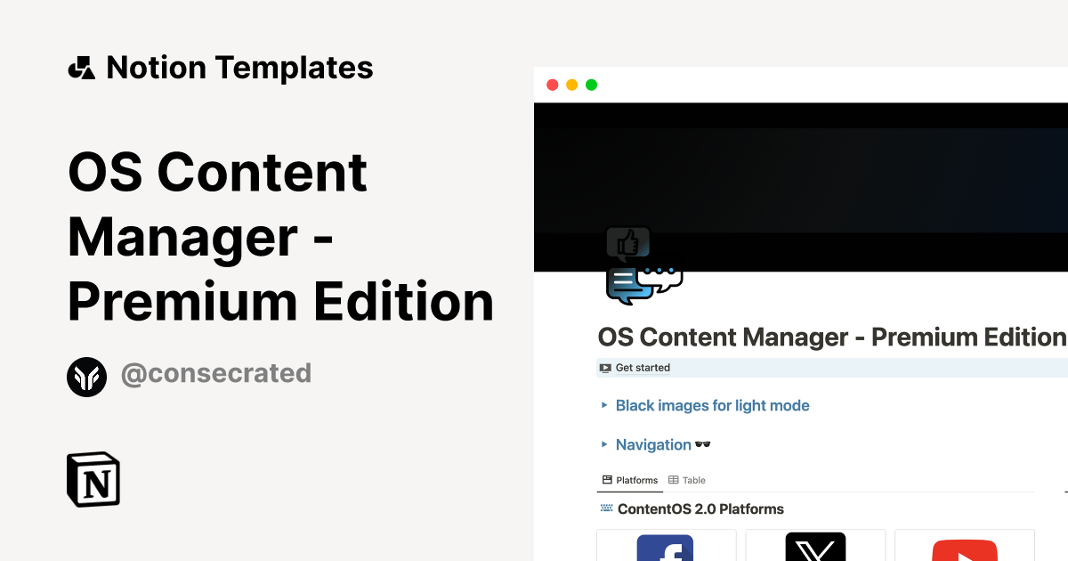 OS Content Manager - Premium Edition Template by Consecrated | Notion ...