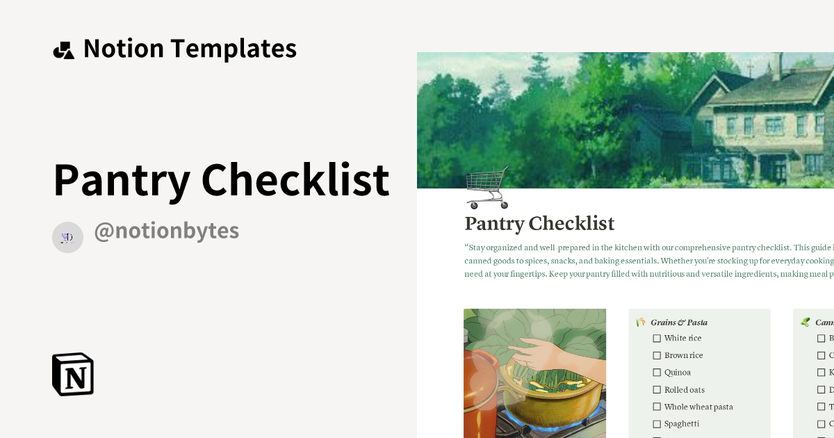 Pantry Checklist Template by Notion Bytes Notion Marketplace