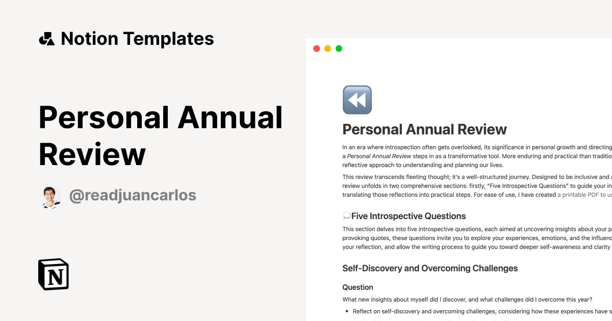 Personal Annual Review Template Notion Marketplace