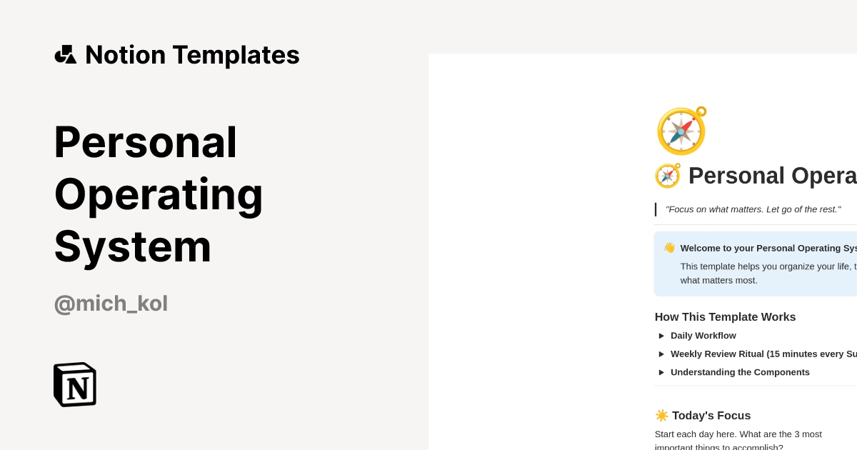 Personal Operating System Template by Mihail | Notion Marketplace
