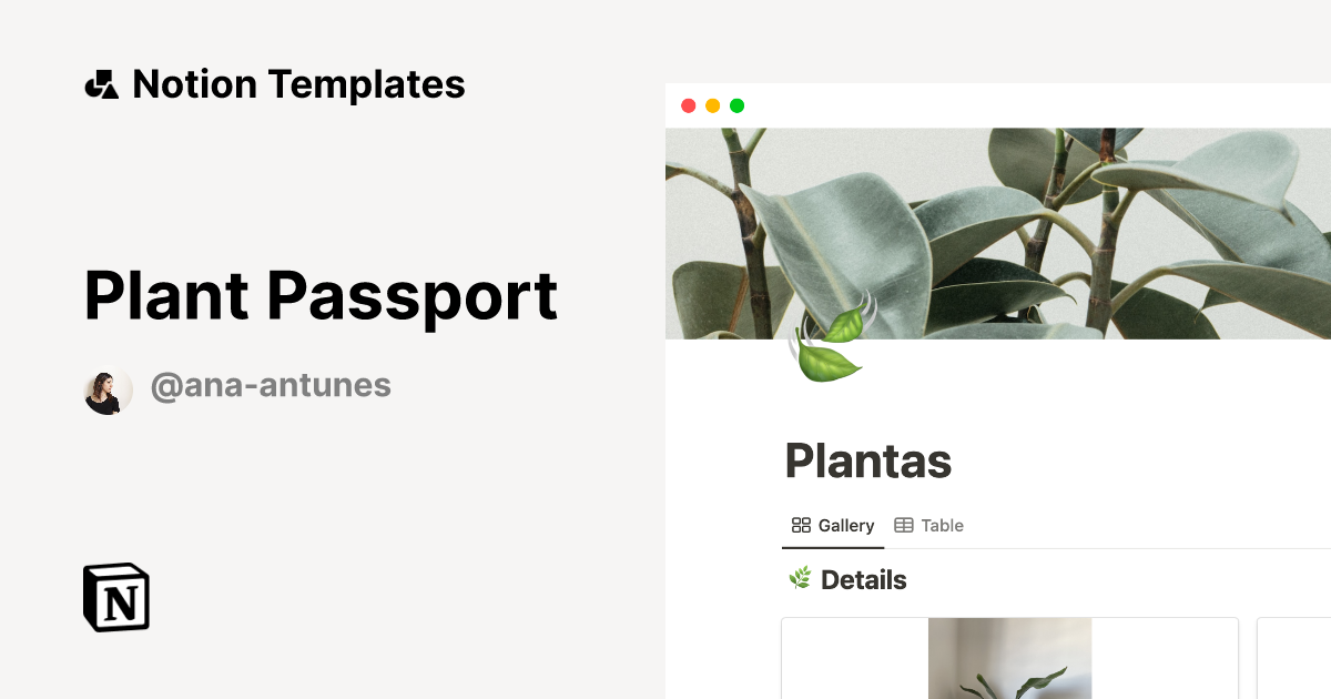 Plant Passport Template | Notion Marketplace