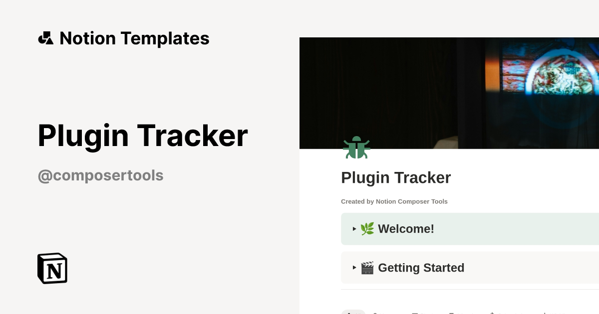 Plugin Tracker Template by Composer Tools | Notion Marketplace