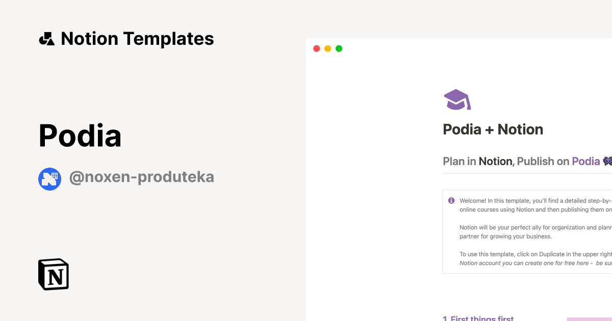 Podia Template by Alejandra Cienfuegos Notion Marketplace