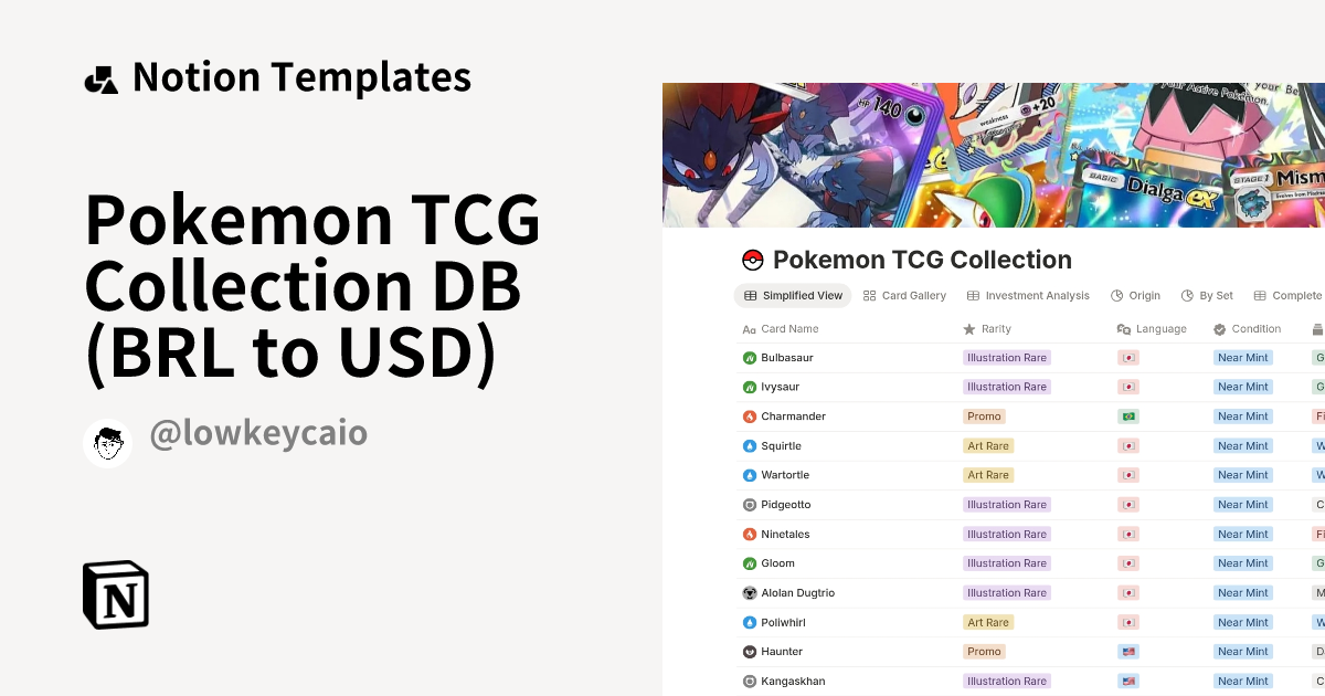 Pokemon TCG Collection DB (BRL to USD) Template | Notion Marketplace