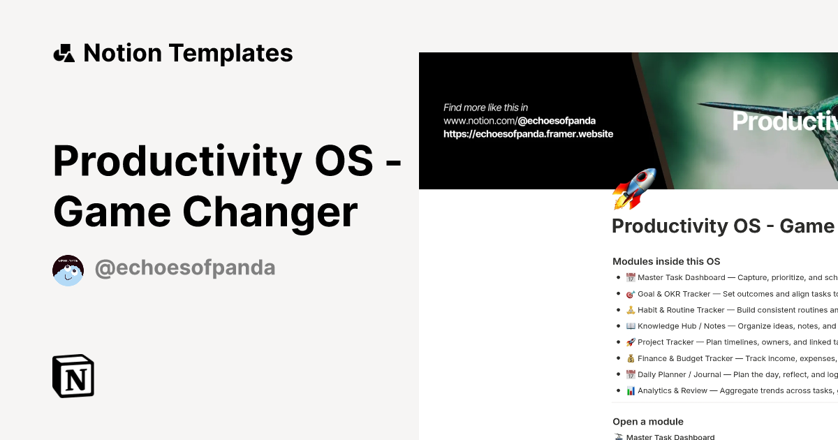 Productivity OS Game Changer Template Notion Marketplace(02)