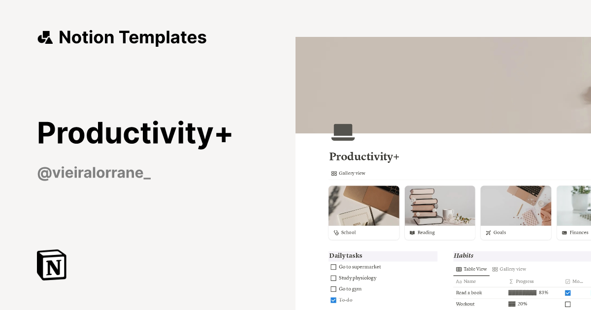 Productivity+ Template | Notion Marketplace