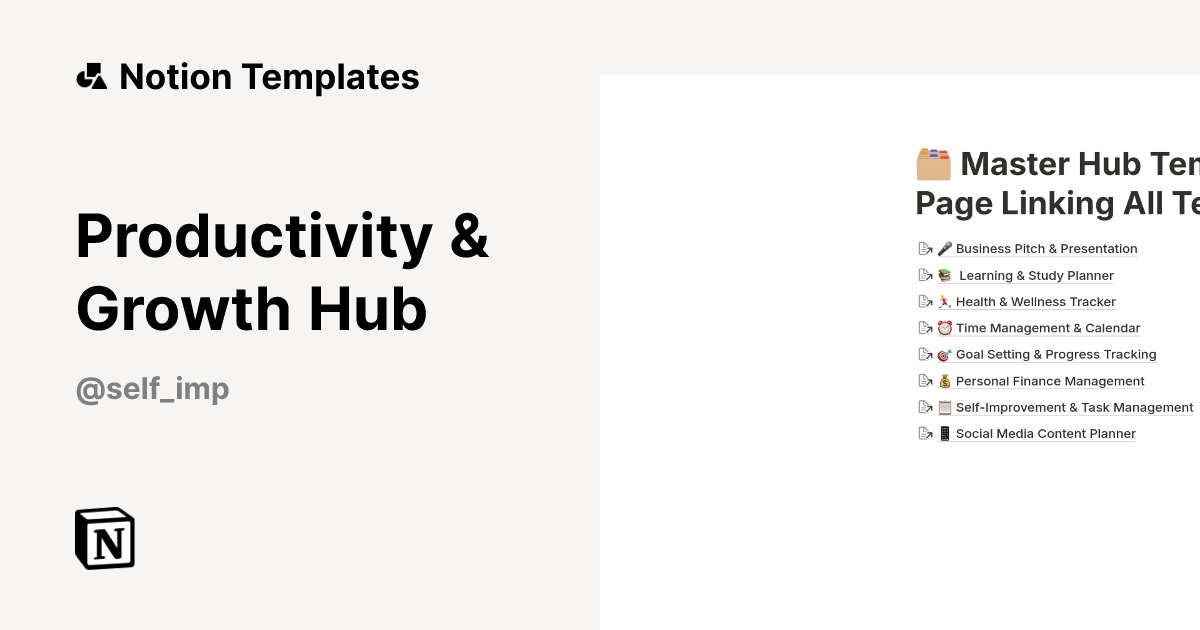 Productivity & Growth Hub Template | Notion Marketplace