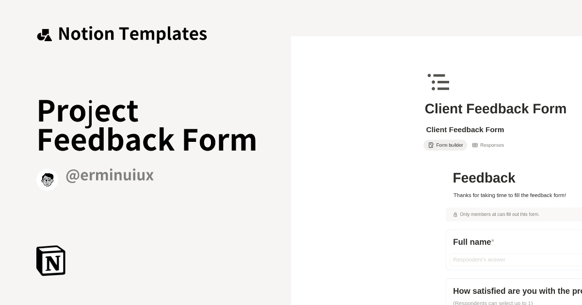 Project Feedback Form Template | Notion Marketplace