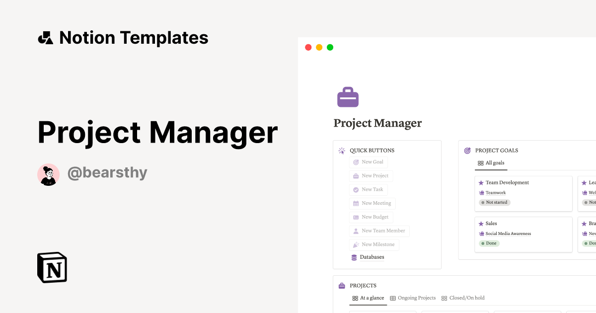 Project Manager Template | Notion Marketplace
