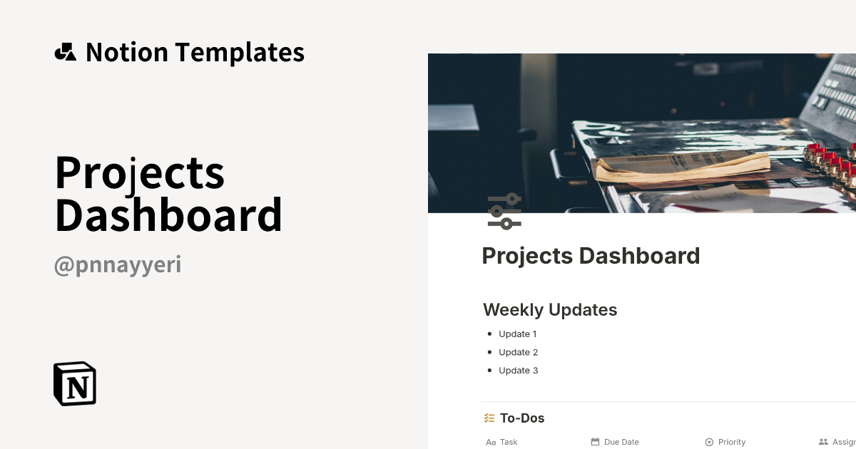 Projects Dashboard Template | Notion Marketplace