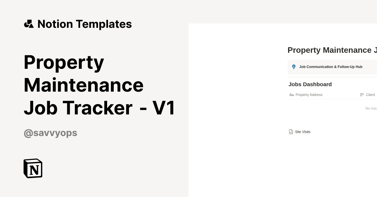 Property Maintenance Job Tracker - V1 Template by Savvy Ops | Notion ...