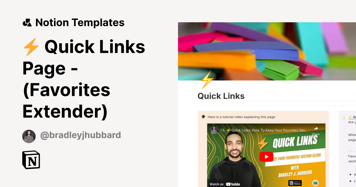 ⚡ Quick Links Page - (Favorites Extender) Template | Notion Marketplace