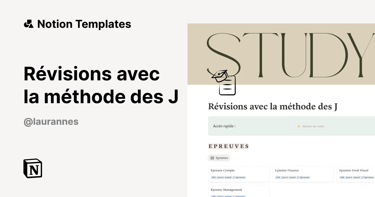 Révisions avec la méthode des J Template Notion Marketplace — free download