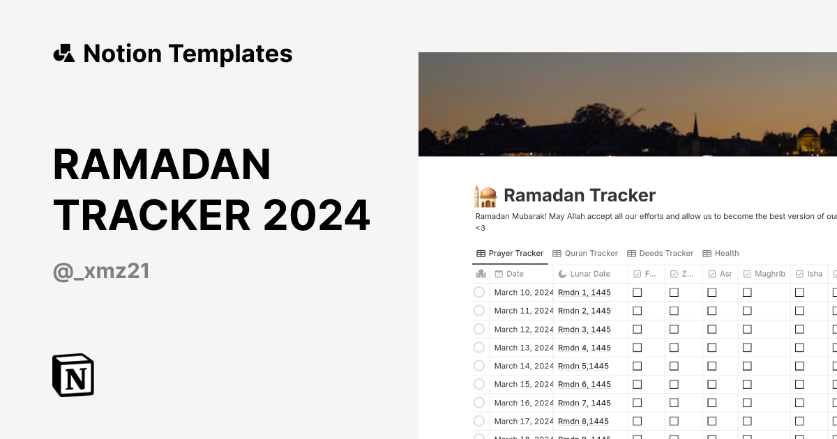 RAMADAN TRACKER 2024 Template | Notion Marketplace