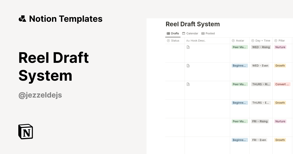 Reel Draft System Template | Notion Marketplace