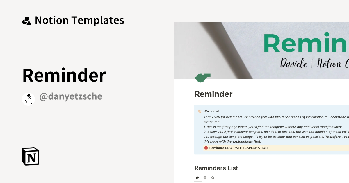 Reminder Template Notion Marketplace