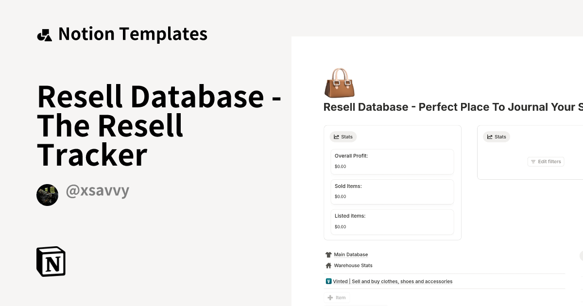 Resell Database - The Resell Tracker Template by xsavvy | Trading ...