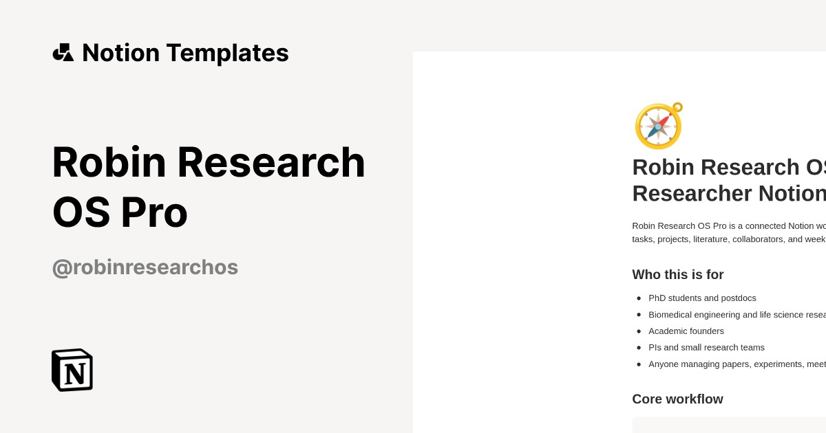 Robin Research OS Pro Template by Robin Research OS | Notion Marketplace