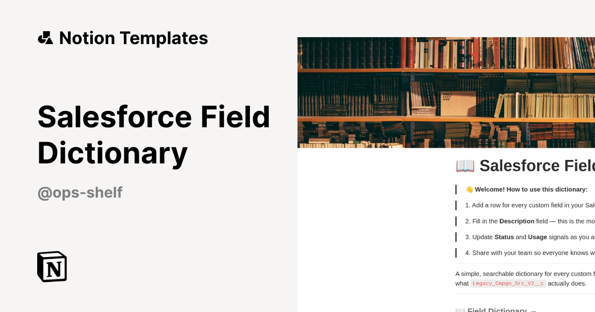 Salesforce Field Dictionary Template by OpsShelf | Notion Marketplace