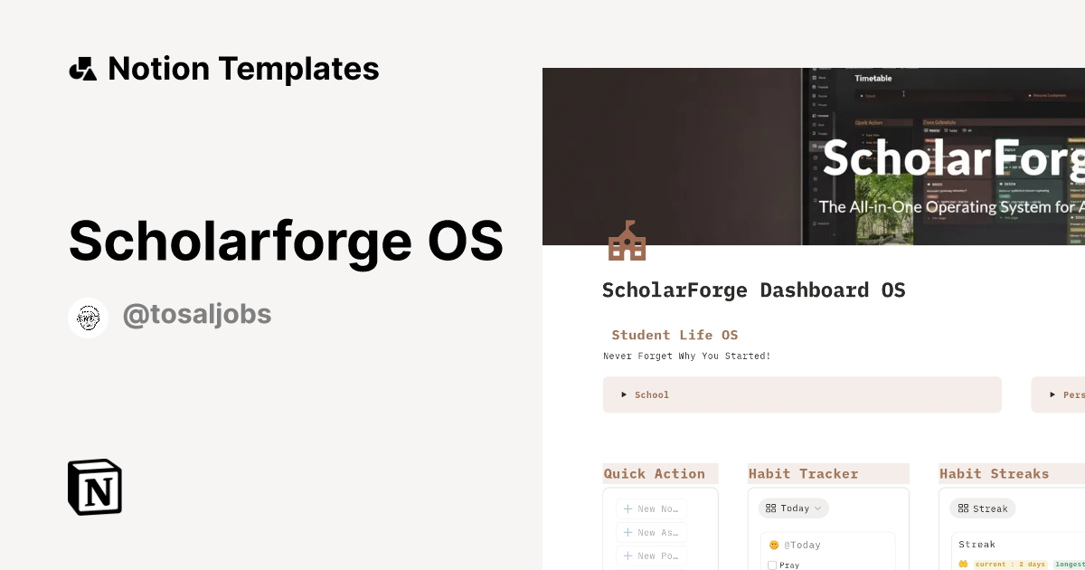 Scholarforge OS Template by Tosal jobs | Notion Marketplace