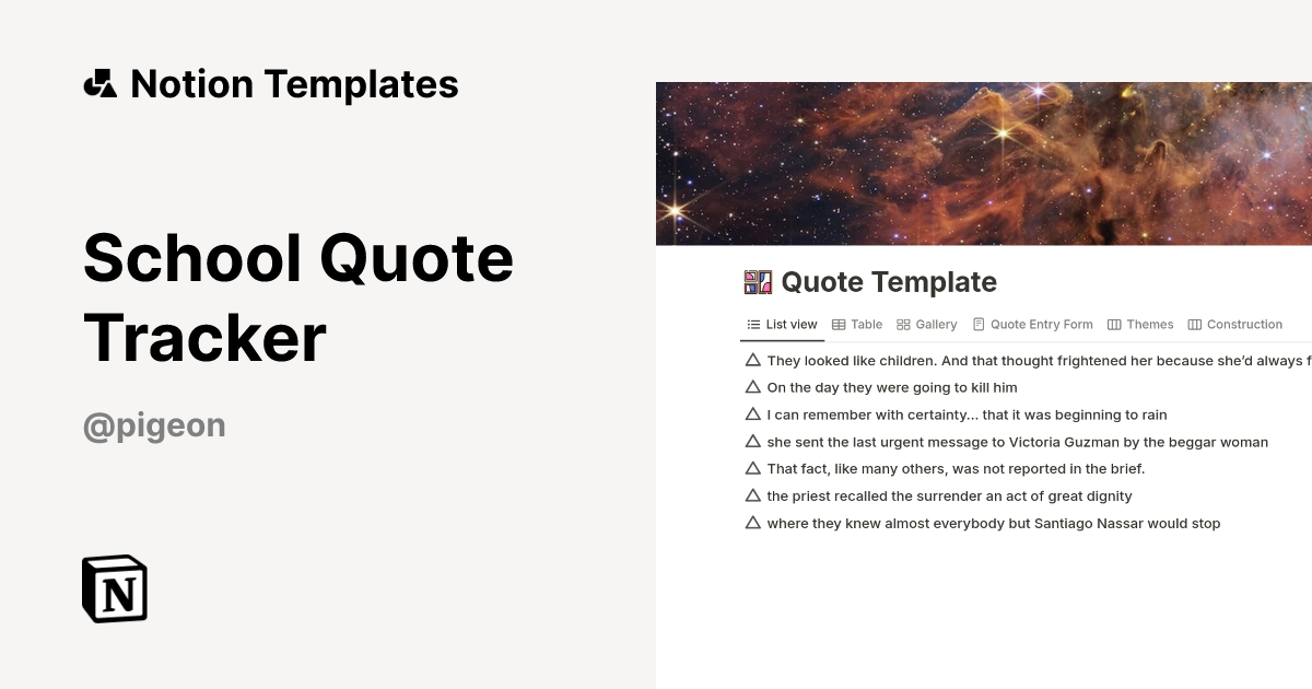 School Quote Tracker Template | Notion Marketplace