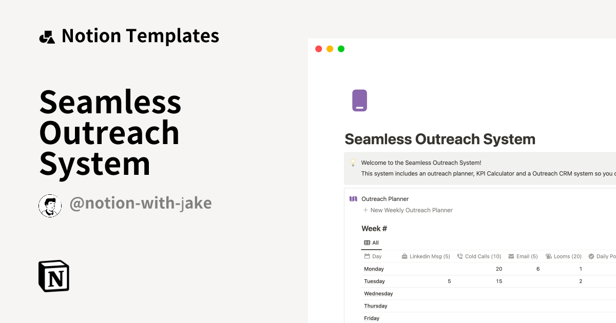 Seamless Outreach System Template Notion Marketplace
