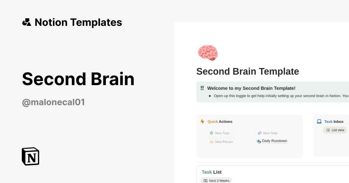 Second Brain Template by Cal | Notion Marketplace