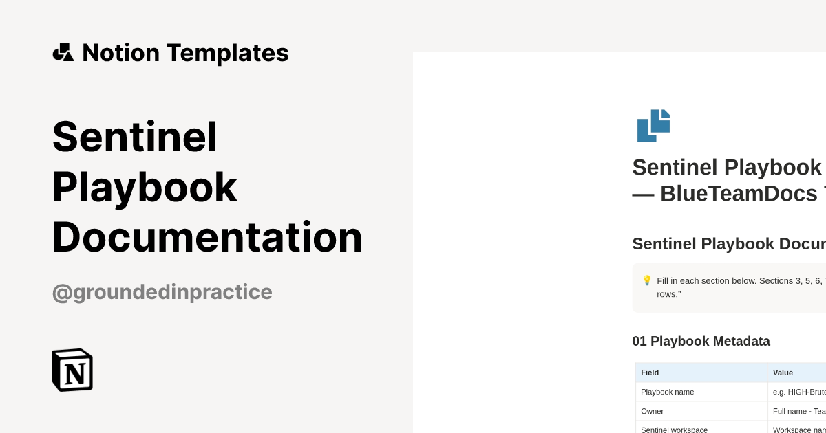 Sentinel Playbook Documentation Template | Notion Marketplace