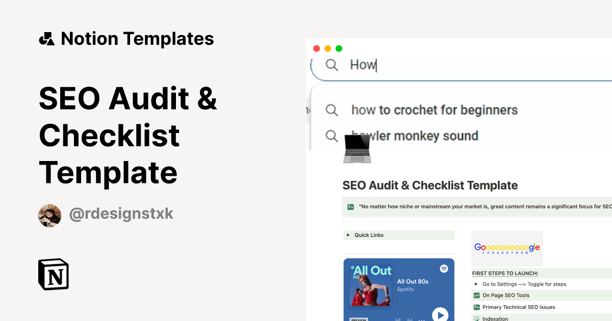 Seo Audit Checklist Template Template By R Designs Notion Marketplace