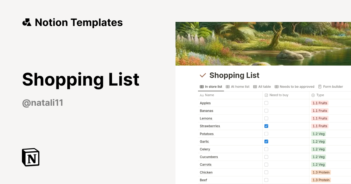Shopping List Template by Natali S | Notion Marketplace