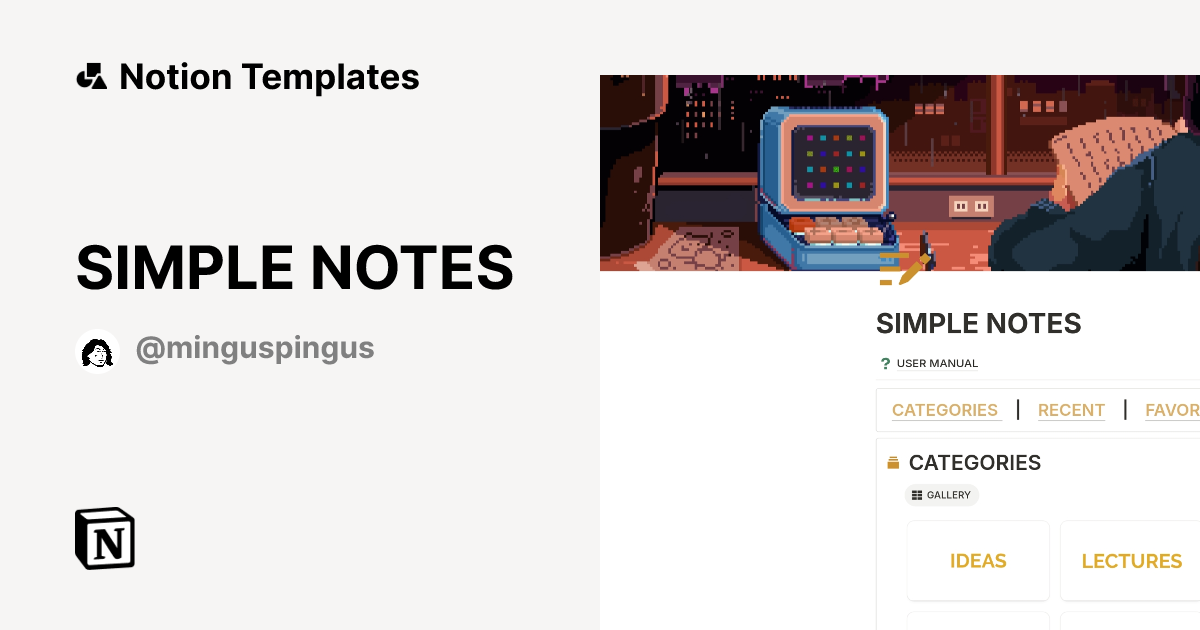 SIMPLE NOTES Template | Notion Marketplace