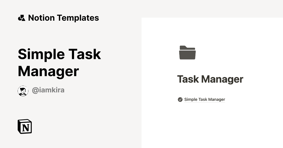 Simple Task Manager Template by Kira | Notion Marketplace