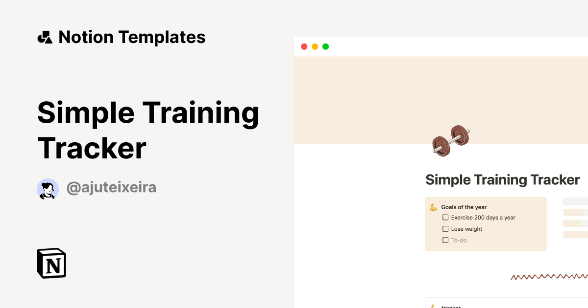 Simple Training Tracker Template | Notion Marketplace