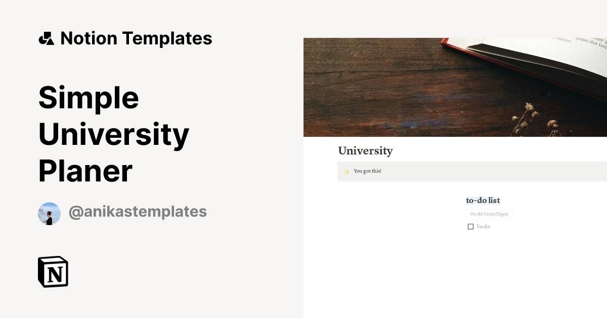 Simple University Planer Template | Notion Marketplace